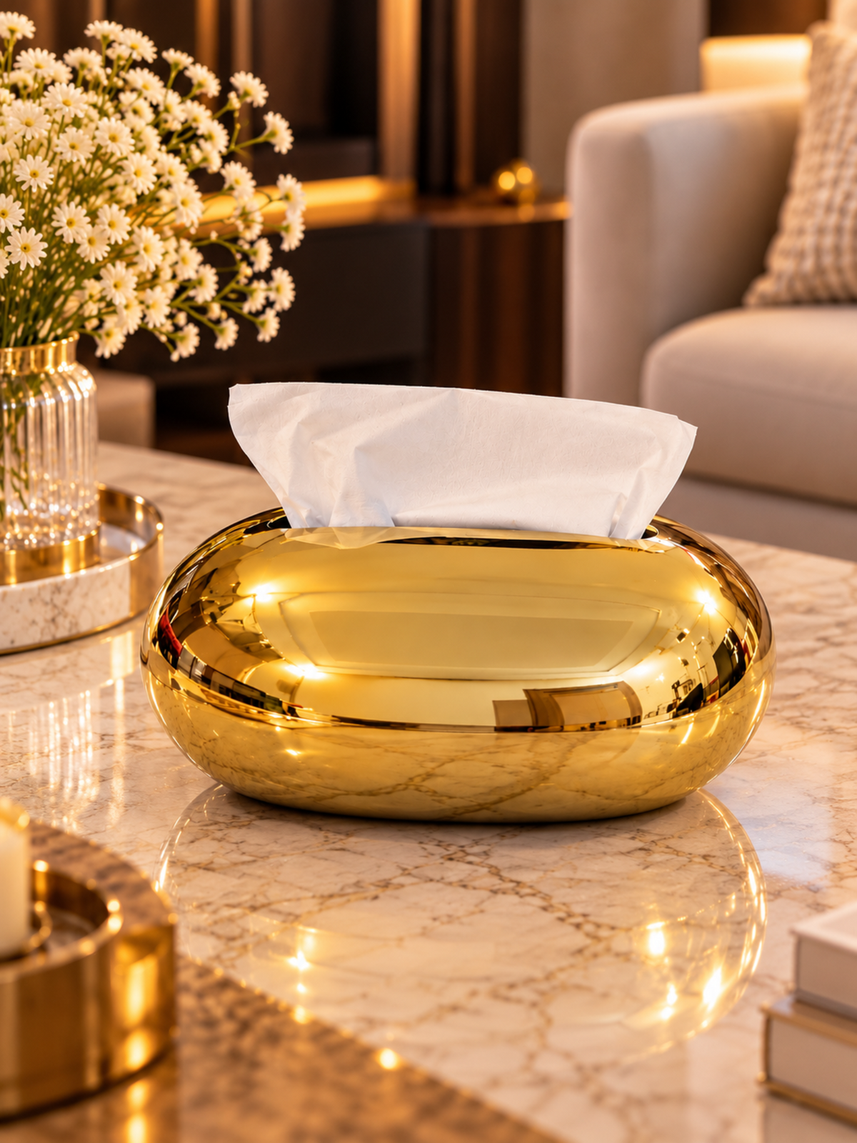 Golden Oval Tissue Box