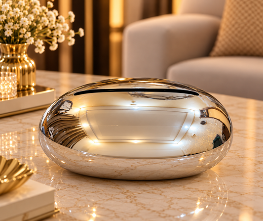 Silver Oval Tissue Box