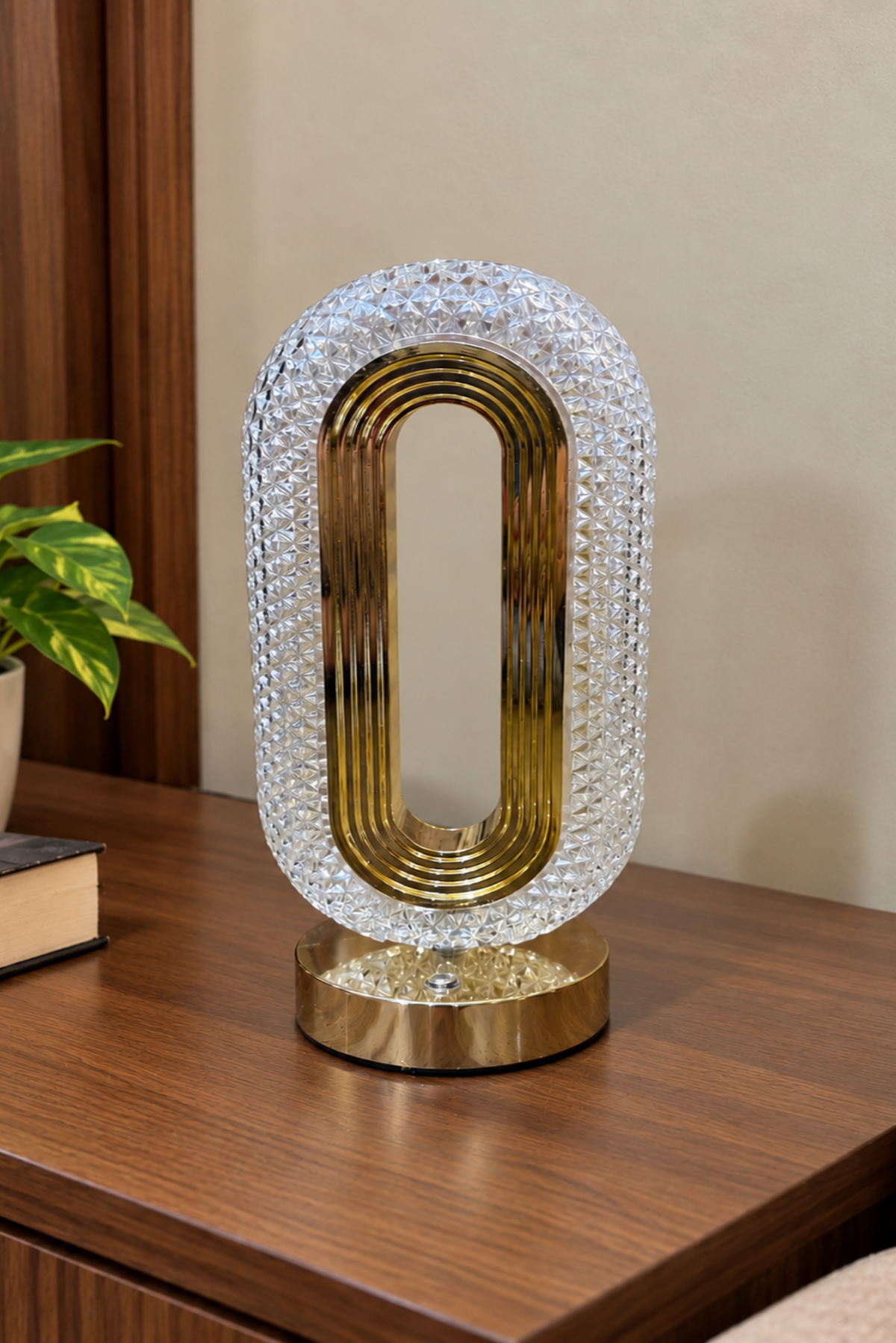 Oval Acrylic Crystal Rechargeable Touch Table Lamp