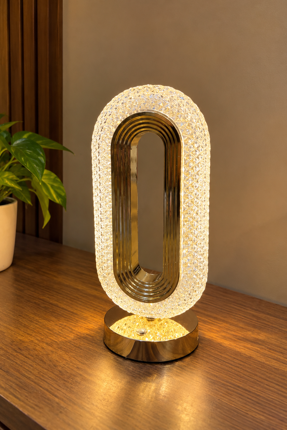 Oval Acrylic Crystal Rechargeable Touch Table Lamp