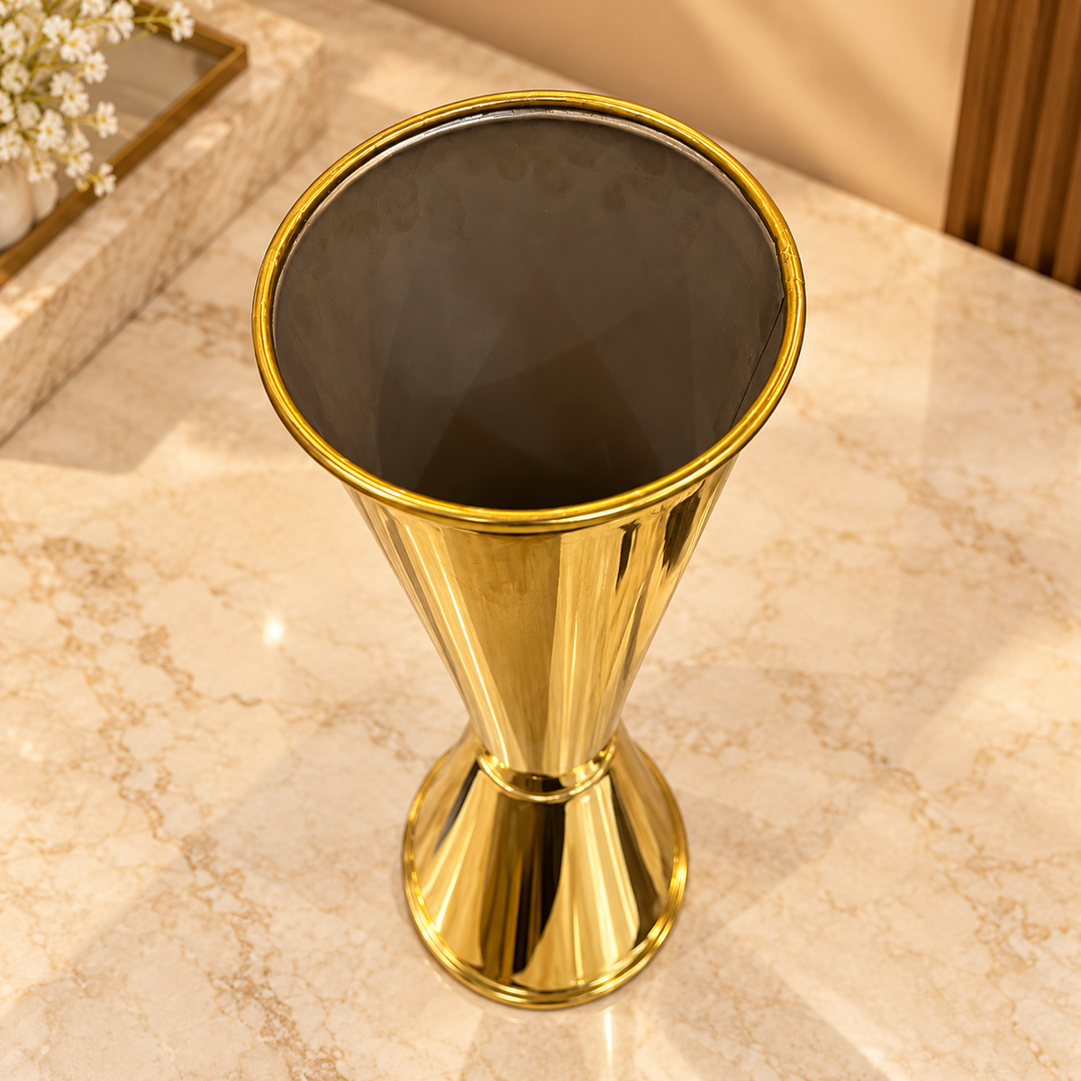 Golden Metal Decorative Vase - 44cm