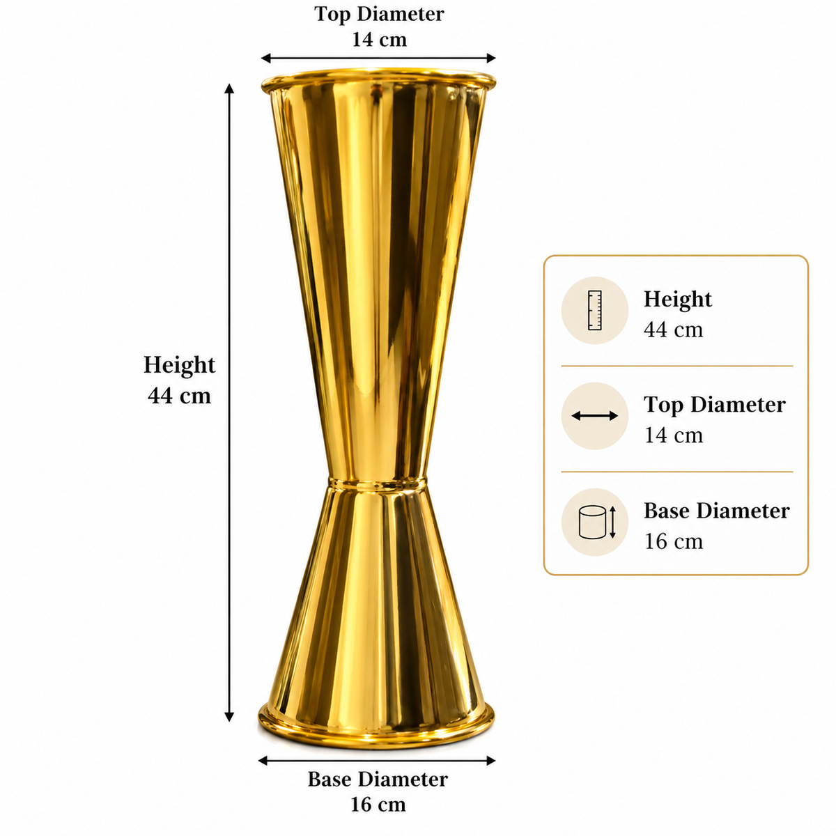 Golden Metal Decorative Vase - 44cm