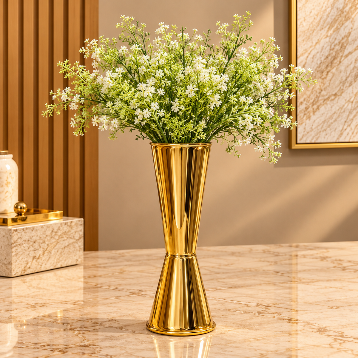 Golden Metal Decorative Vase - 44cm