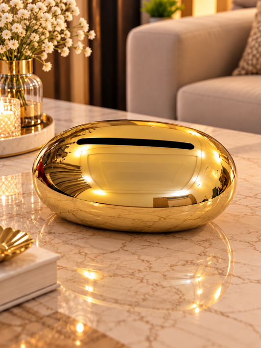Golden Oval Tissue Box