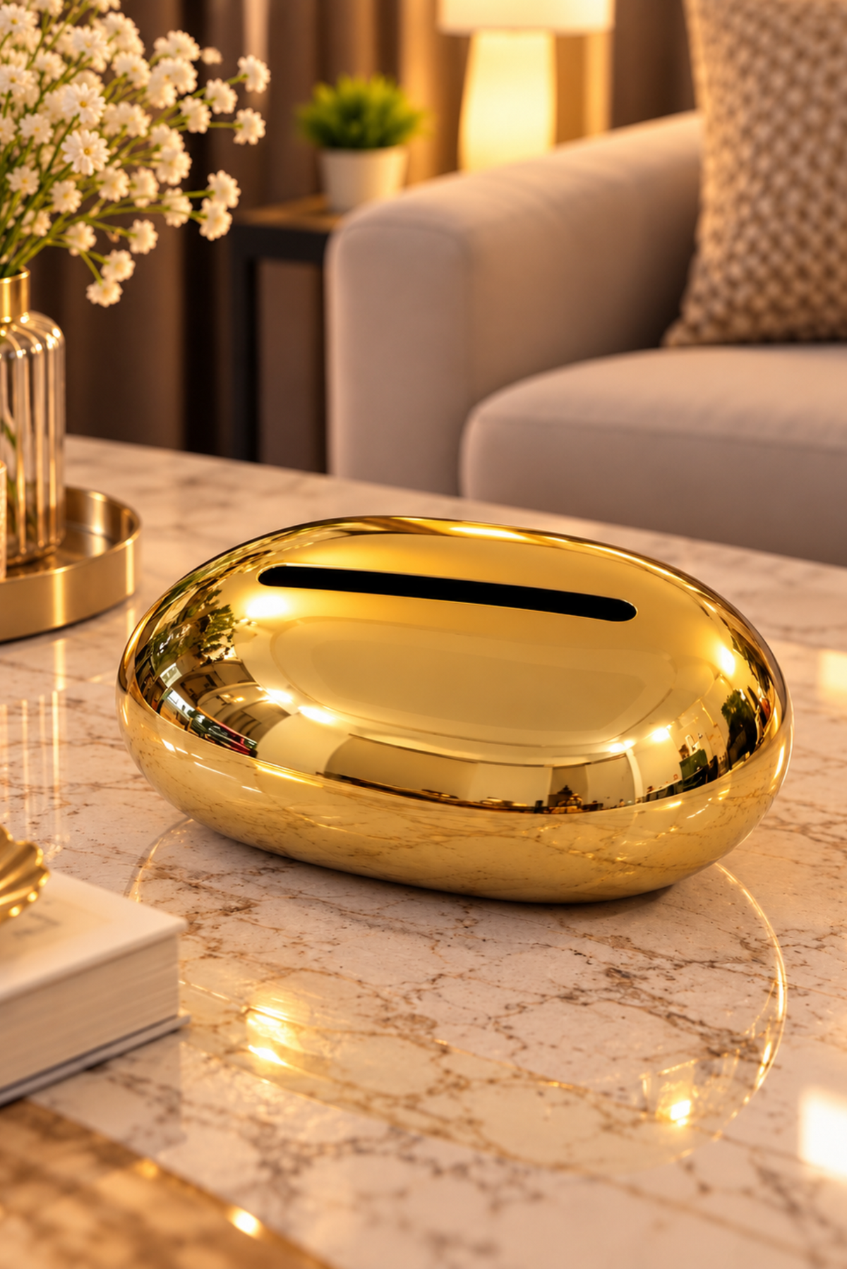 Golden Oval Tissue Box