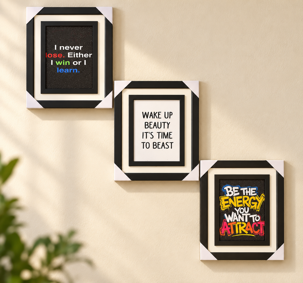 Be The Energy, Wake Up Beauty & Never Lose – Set of 3 Frames